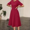 Womens 2025 Summer Teacher Work Modest Dresses Ultra Soft Short Sleeve Midi Old Money Clothes Business Casual Dress