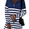Women's Winter Sweater Dress 2024 Striped Long Sleeve Lapel Collar Chunky Knit Slouchy Oversized Sweaters