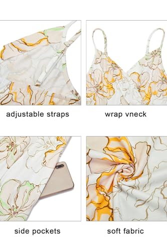 Women's Summer Dress 2025 Spaghetti Strap Sleeveless V Neck Casual Swing Sundress with Pockets