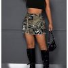Women's Plus Size Y2K Mini Denim Skirt High Waist Bodycon Cargo Skirts with Flap Pocket