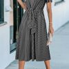 Womens Wear to Work Teacher Business Casual Outfits Long Dresses Tie Waist Shirt Dress Attire with Pockets