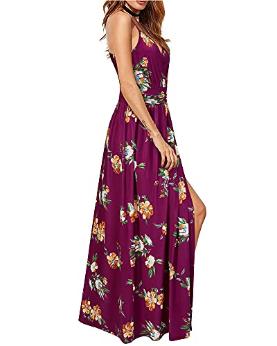 Women Summer 2025 Maxi Dress Vacation Floral Spaghetti Strap Spring Casual Boho Split Beach Long Flowy Sundress