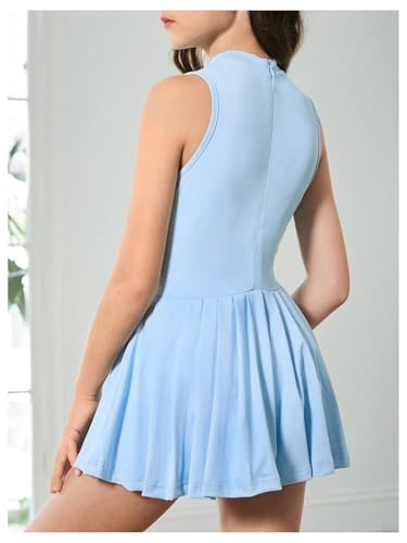 Girl's Tennis Dress Sleeveless Pleated Workout Athletic Golf Dresses with Shorts Pockets