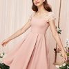 Girl's Appliques Mesh Puff Sleeve Square Neck Ruffle Hem Dress