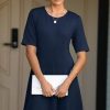 Womens 2025 Summer Teacher Work Modest Dresses Ultra Soft Short Sleeve Midi Old Money Clothes Business Casual Dress