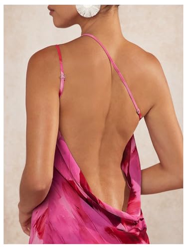Women's Tie Dye One Shoulder Sleeveless Dress Draped Backless Mini Dresses