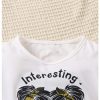 Girl's 2 Piece Outfits Letter Graphic Print Short Sleeve T-Shirt and Camo Print Cargo Skirt Set