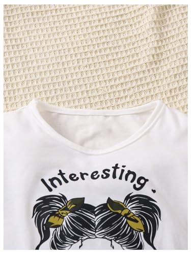 Girl's 2 Piece Outfits Letter Graphic Print Short Sleeve T-Shirt and Camo Print Cargo Skirt Set