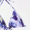 Women's 3 Piece Halter Triangle Bikini Marble Print Swimsuits and Coverup Skirt