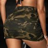 Women's Camo Print High Waist Pocket Stretch Mini Bodycon Skirt