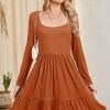 Long Sleeve Casual Womens Fall Dresses Modest Church Teacher Work Babydoll Boho Sundress 2025 with Pockets