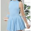 Girl's Tennis Dress Sleeveless Pleated Workout Athletic Golf Dresses with Shorts Pockets