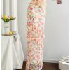 Women's Floral 2 Piece Skirt Outfits Strapless Bandeau Ruffle Top Maxi Skirts Set Vacation Outfits