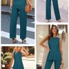Womens Summer 2 Piece Outfits Ribbed Knit Tank Tops Wide Leg Pants Lounge Set Matching Tracksuit 2024 Spring Fashion
