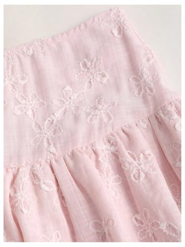Women's Layered Ruffle Mini Skirt Floral Embroidered Elastic Waist A Line Skirt
