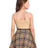 Girl's 2 Piece Outfits Cartoon Print Cami Top and Plaid Skater Skirt Set