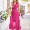 Womens 2025 Summer Wedding Guest Bridesmaid V Neck Sleeveless Long Formal Evening Party Maxi Dress