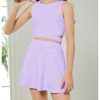 Girl's Workout Outfits Crisscross Crop Tank Top and Flare Skort Skirt Set