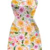 Women's Floral Strapless Bodycon Mini Dress Sleeveless Summer Beach Tube Dresses