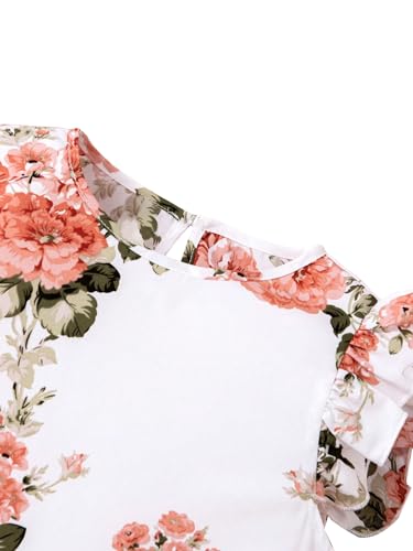 Girl's 2 Piece Floral Print Tank & Skirt Set Ruffle Sleeve Tanks and Wrap Front Skirts Summer Outfits