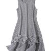 Women's Plus Size Plaid Ruffle Knee Length Dress 3D Floral A Line Tank Dresses