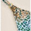 Women's 3 Pieces Bikini Set Leopard Print Halter String Swimsuit with Cover Up Skirt