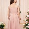 Girl's Appliques Mesh Puff Sleeve Square Neck Ruffle Hem Dress
