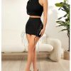 Women's High Waisted Lace Up Mini Skirt Stretch Knitted Bodycon Skirts