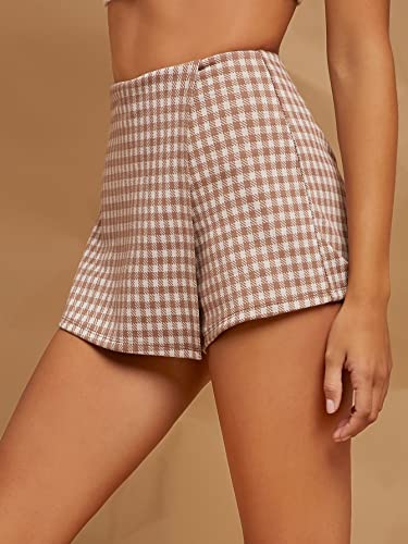 Women's Plaid High Waisted Asymmetrical Vintage Skirt Casual Shorts Skort