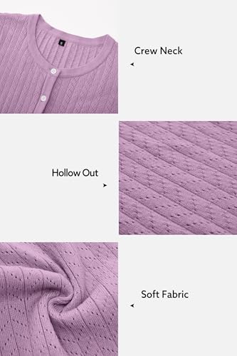 Womens Cropped Cardigan Sweaters 2025 Summer Lightweight Short Sleeve Bolero Shrug Hollow Out Button Down Tops