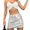 Women's Sequin Low Waist Cocktail Party Club Stretch Bodycon Mini Skirt