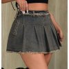 Women's Plus Size Pleated Mini Denim Skirt Y2k Frayed Hem A Line Skirt