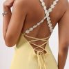 Women's Criss Cross Backless Sleeveless Mini Cami Dress Flared A Line Dresses