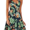 Womens Summer Dress 2024 Spring Sundresses Floral Flowy Casual Beach Vacation Wrap V Neck Spaghetti Strap Dresses