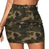 Women's Camo Print High Waist Pocket Stretch Mini Bodycon Skirt