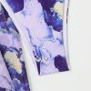 Women's 3 Piece Halter Triangle Bikini Marble Print Swimsuits and Coverup Skirt