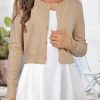 Cropped Cardigan Sweaters for Women 2025 Crew Neck Button Down Open Front Knit Bolero Shrugs