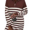 Women's Winter Sweater Dress 2024 Striped Long Sleeve Lapel Collar Chunky Knit Slouchy Oversized Sweaters