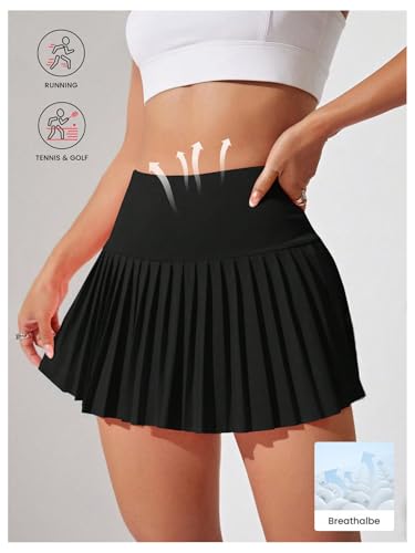 Women's Pleated Tennis Skirts High Waisted Golf Badminton Workout A Line Athletic Skorts