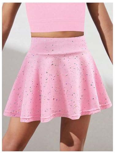 Toddler Girl's Glitter Flared Tennis Golf Skirt Athletic Butterfly Ruffle School Skirts with Pockets