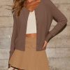 Women's Lightweight Button Down Cardigan Long Sleeve Casual Crew Neck Soft Knit Cardigans Sweater Tops