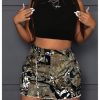 Women's Plus Size Y2K Mini Denim Skirt High Waist Bodycon Cargo Skirts with Flap Pocket