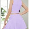 Girl's Workout Outfits Crisscross Crop Tank Top and Flare Skort Skirt Set