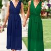 Womens 2025 Summer Wedding Guest Bridesmaid V Neck Sleeveless Long Formal Evening Party Maxi Dress