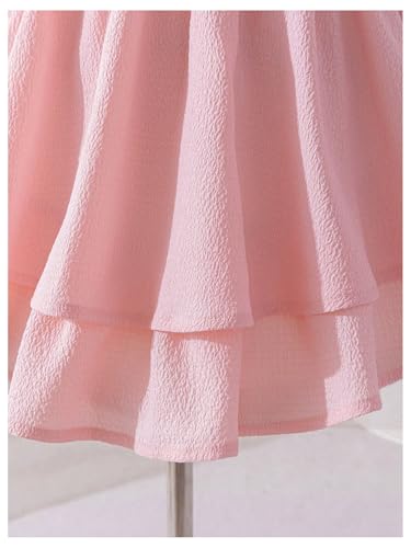 Toddler Girl's Bow Tie Shoulder Layered Ruffle Cami Dress Ruched Swing Short Dresses