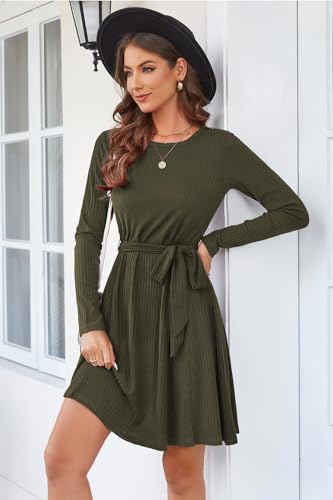 Women's Long Sleeve Fall Teacher Dresses 2025 Work Casual Knit Pockets Winter Sweater Dress Trendy