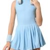Girl's Tennis Dress Sleeveless Pleated Workout Athletic Golf Dresses with Shorts Pockets