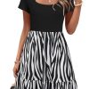 Women 2025 Summer Dress Square Neck Formal Short Sleeve Business Casual Outfits Ruffle Spring Pockets Sundress