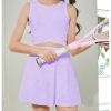Girl's Workout Outfits Crisscross Crop Tank Top and Flare Skort Skirt Set