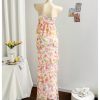 Women's Floral 2 Piece Skirt Outfits Strapless Bandeau Ruffle Top Maxi Skirts Set Vacation Outfits